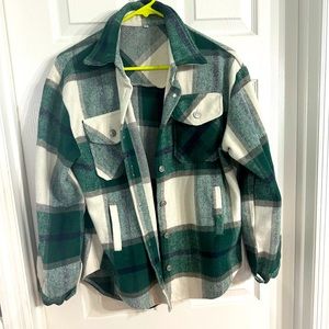 Green plaid shacket